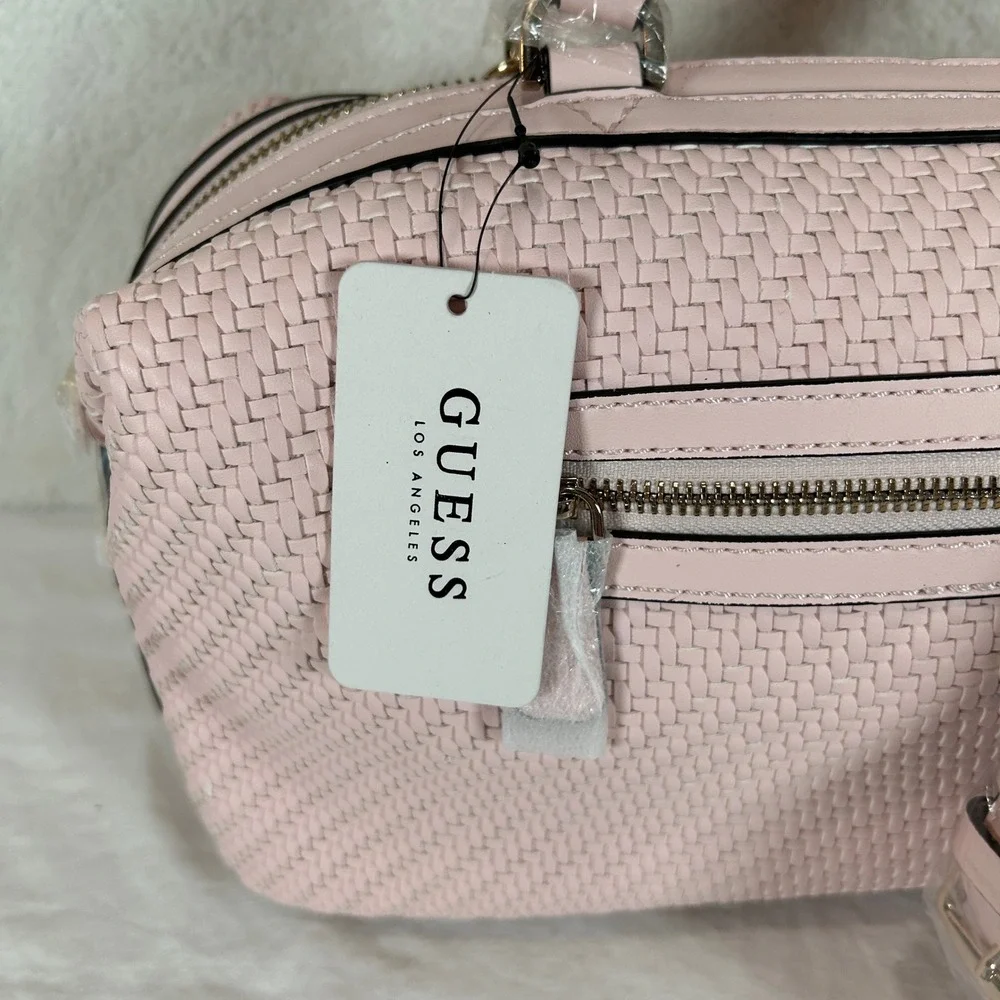 Guess Los Angeles Pink Woven Satchel Bag and Matching Wallet Set NEW